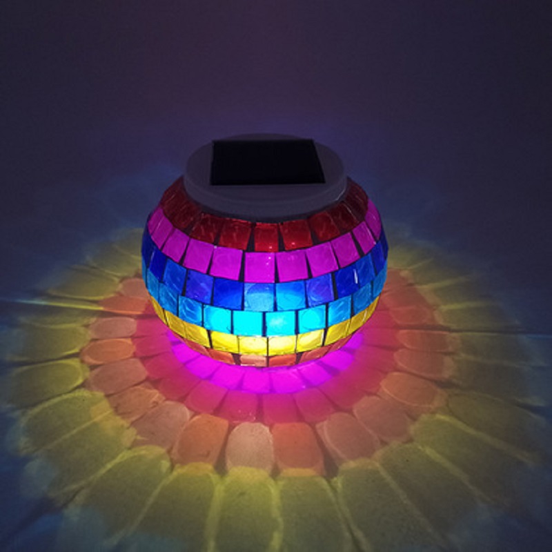 新款太阳能灯路灯户外庭院灯小夜灯玻璃七彩阳光罐草坪灯