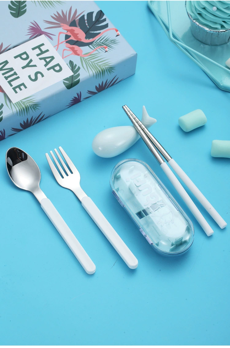 J129-XC-449不锈钢304糖果色便携套装叉勺筷三件套旅行儿童餐具详情图10