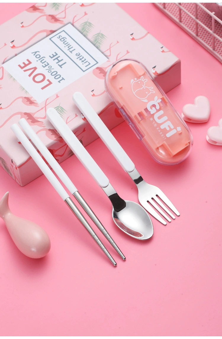 J129-XC-449不锈钢304糖果色便携套装叉勺筷三件套旅行儿童餐具详情图9