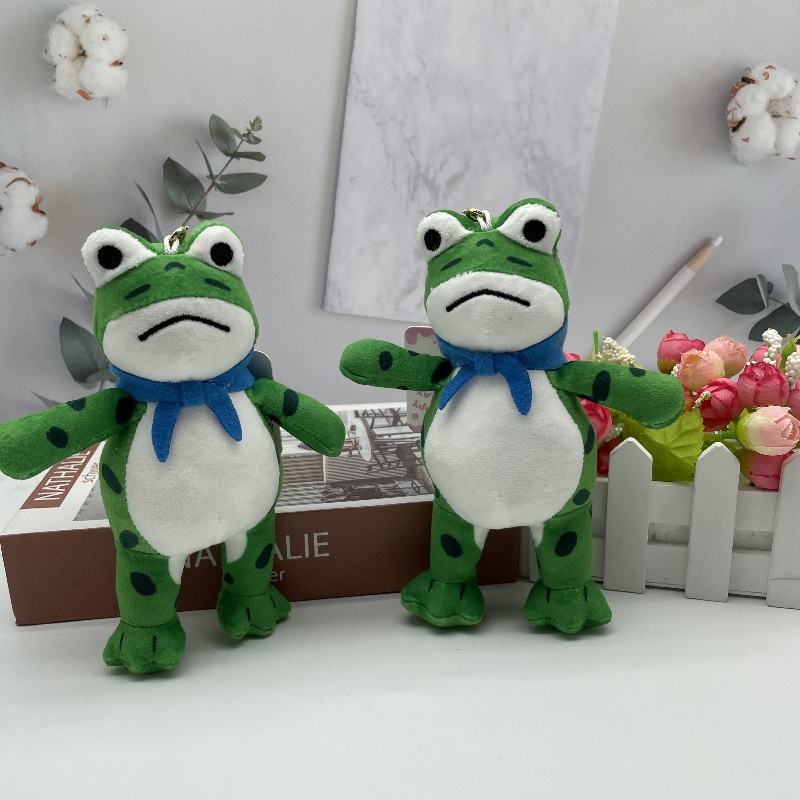 Cute net red frog busking frog plush doll key chain car key pendant wedding sprinkling doll supply