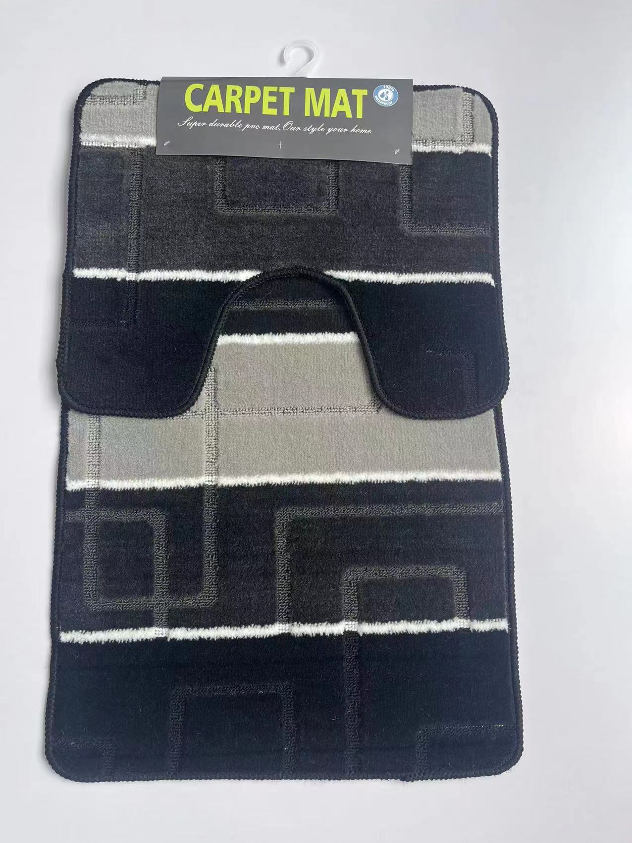 The bottom material of the 2-piece set of polypropylene jacquard floor mat and toilet is TPR, and the fabric is the 50*80Cm series of polypropylene. It is a non-slip combination floor mat made of polyester jacquard details Picture