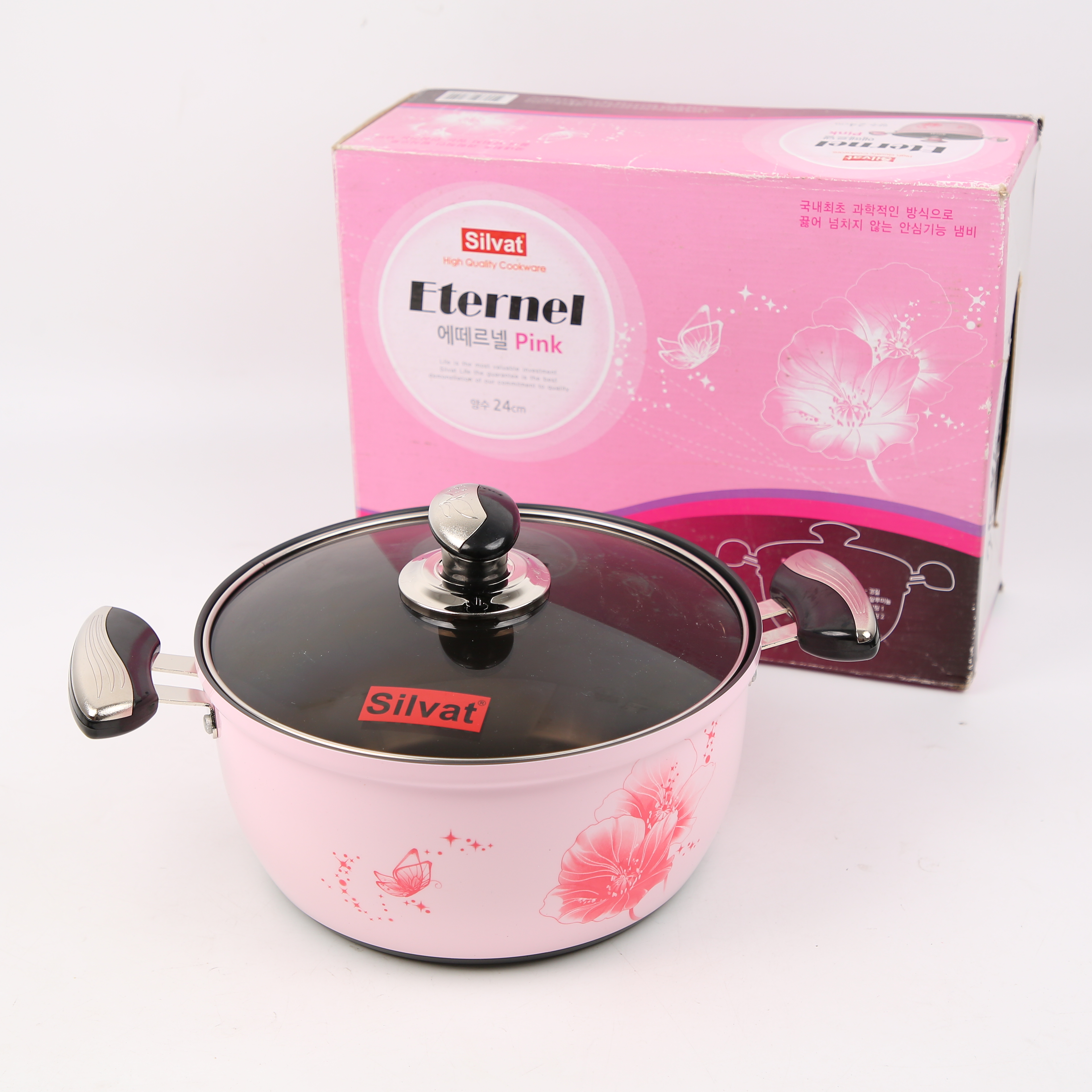 Kitchen Code: New pink double-handled soup pot imported from South Korea, 20cm Item Picture