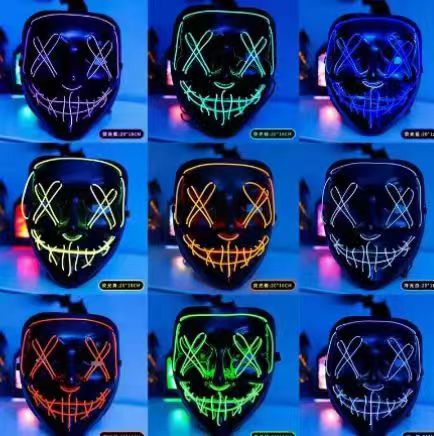万圣节面具，派对面具，发光面具，狂欢节面具，玩具面具，节日发光面具，冷光面具详情图4