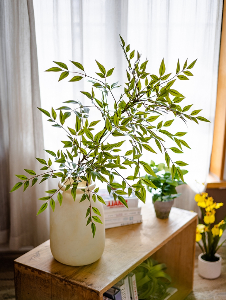 仿真绿植南天竹叶水培假花仿真花摆设客厅装饰服装店橱窗道具美陈批发详情3