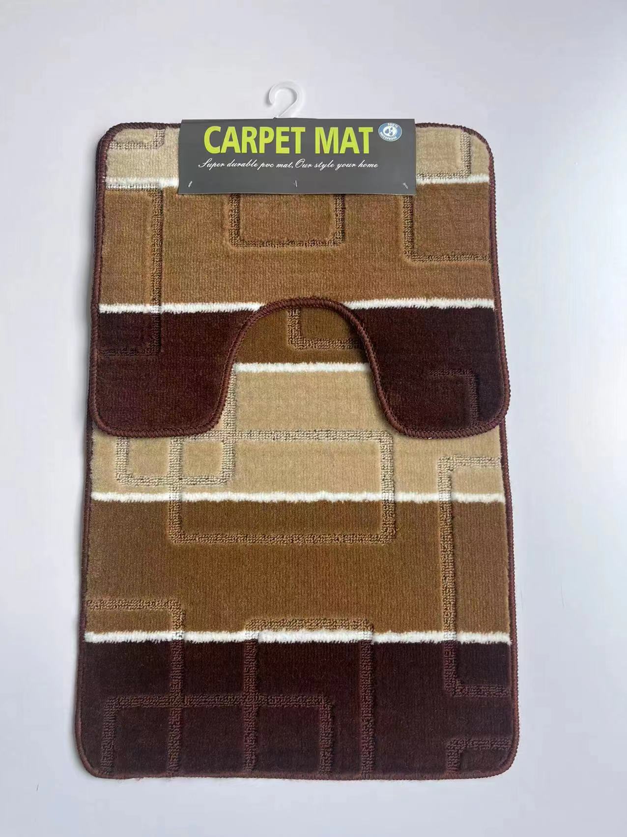 The bottom material of the 2-piece set of polypropylene jacquard floor mat and toilet is TPR, and the fabric is the 50*80Cm series of polypropylene. It is a non-slip combination floor mat made of polyester jacquard full figure