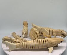 木制鳄鱼 DIY涂色 木质动物涂色 木质海豚 木质蛇 海豚 蜥蜴 