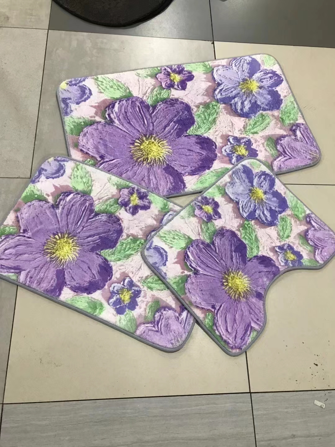 Imitation cashmere printed toilet set, bathroom 3-piece set, floor mat, carpet, anti-slip mat, household bathroom anti-slip mat, with multiple patterns, good product quality, size 50*80CM series Specification drawing