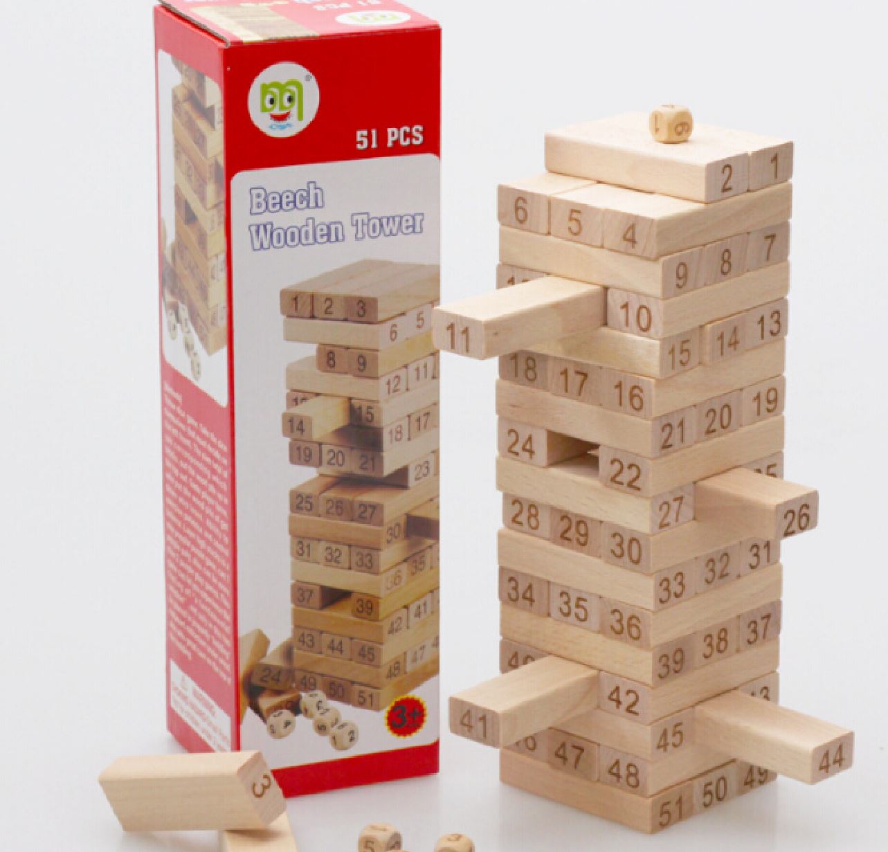 叠叠高 54粒 荷木 倒角 益智玩具 木制玩具