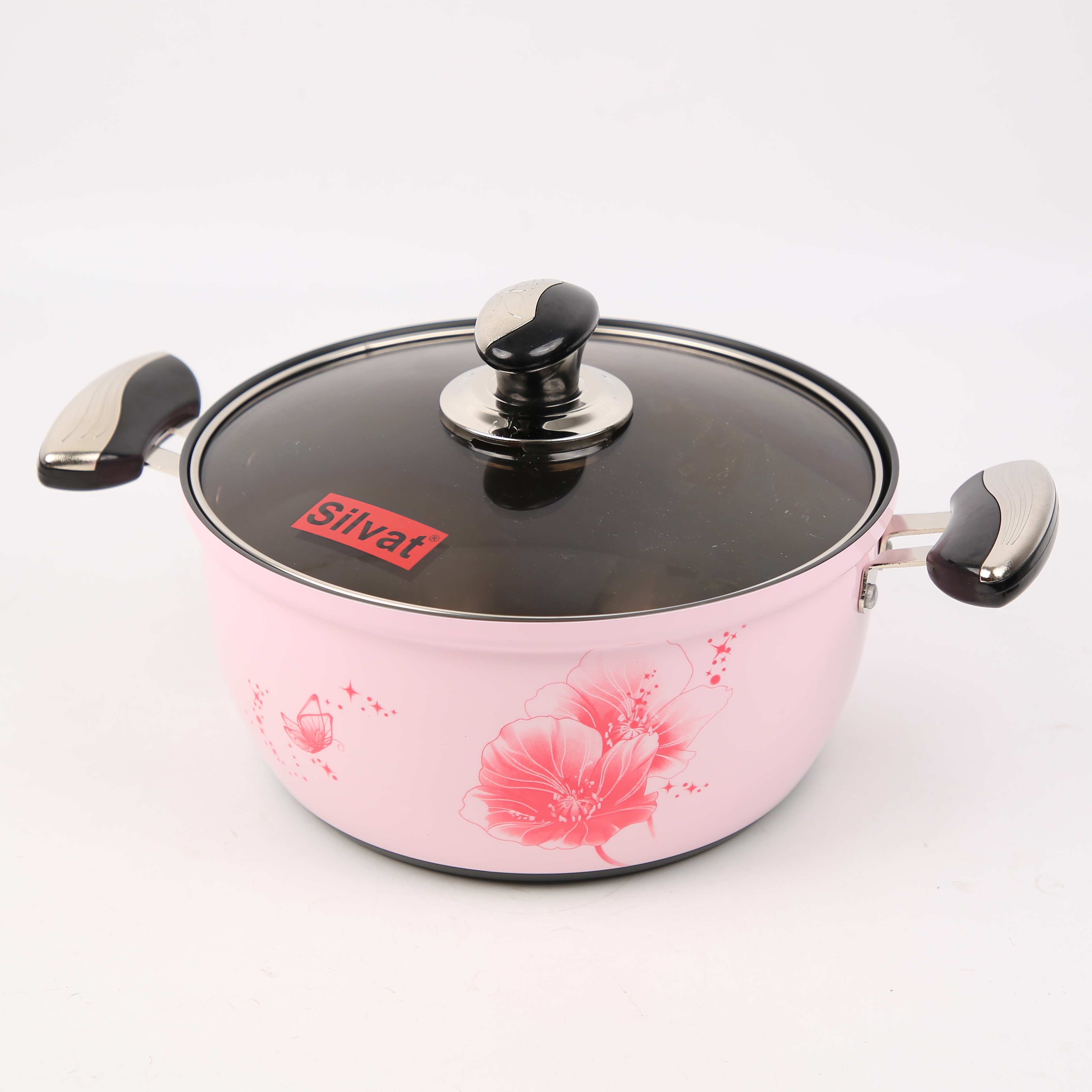 Kitchen Code: New pink double-handled soup pot imported from South Korea, 24cm pic 1