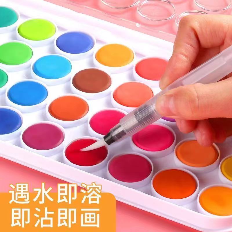 Conjunto de pintura de acuarela sólido caja de pintura de gouache bolígrafos de dibujo dibujo de arte suministros de pintura conjunto completo de herramientas tintes Specification image