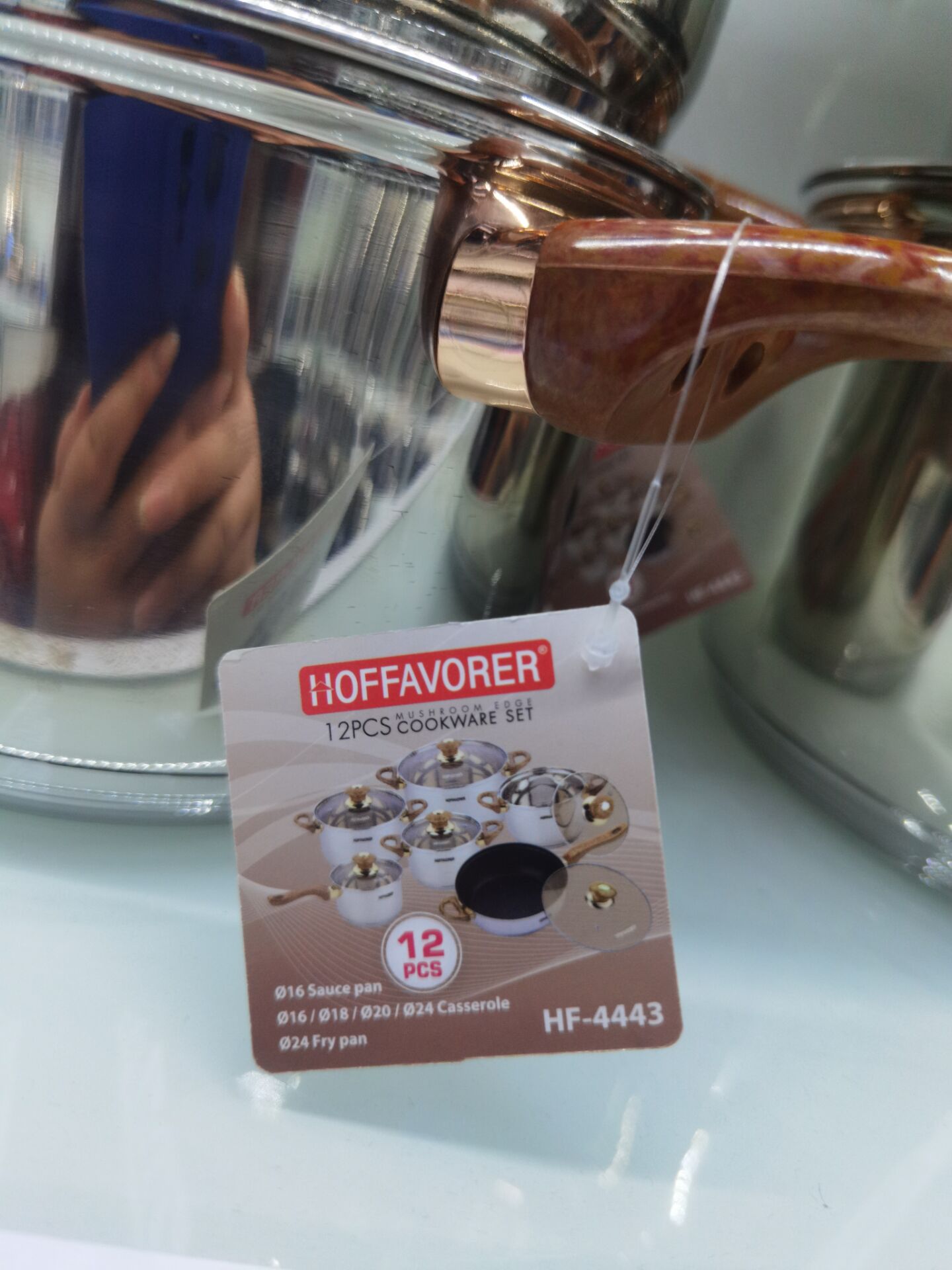 Stainless steel pot with wood grain handle. For inquiries, please call. Stainless steel pot with wood-grain handle details Picture