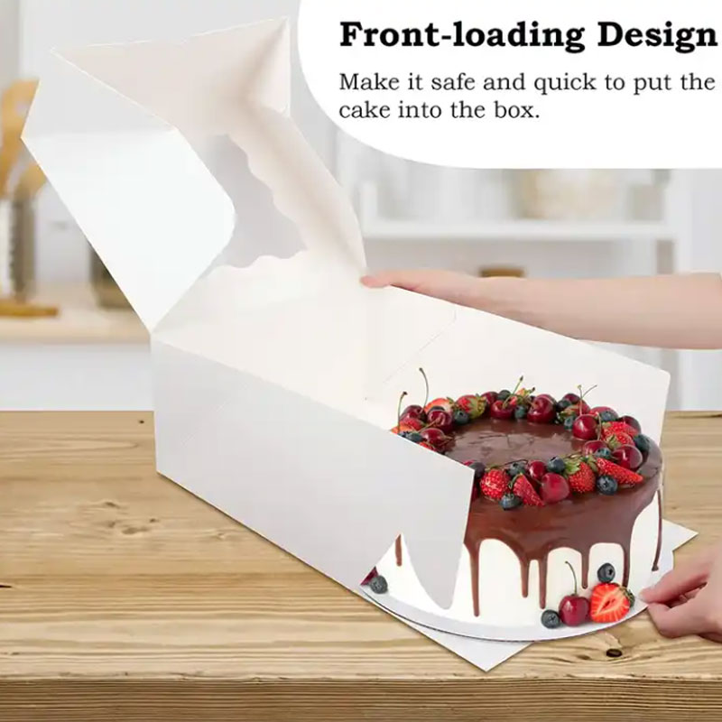 white color 10x10x5 inch paperboard bakery cake packaging boxes with window and cake board Specification drawing