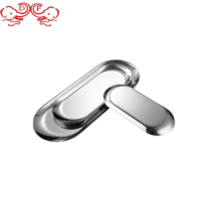DF99251 towel plate, oval plate, restaurant jewelry storage plate, flat bottom golden small tray, storage tray, kitchen and hotel supplies, DF trading house Application Scenario