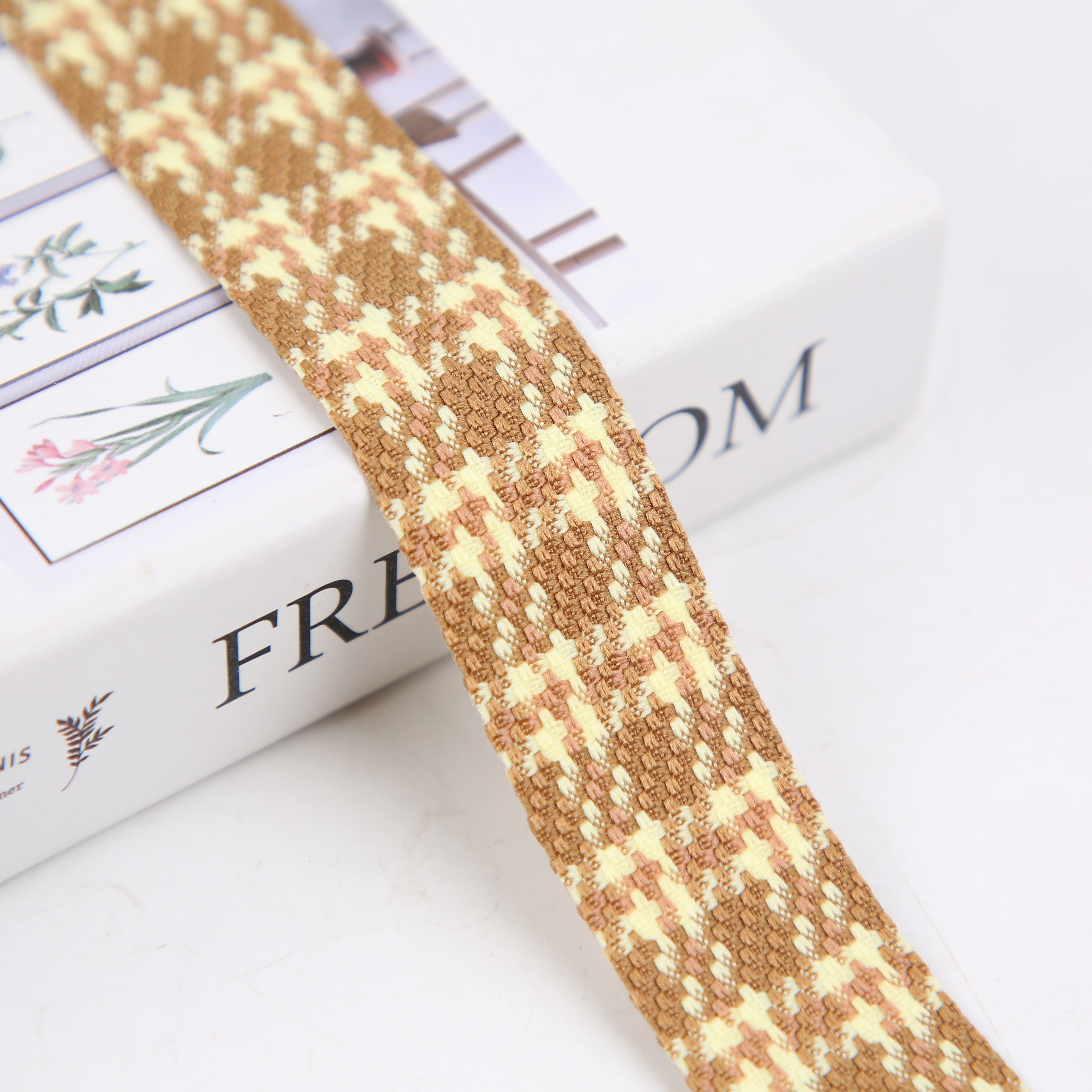 Classic Thousand Bird Lattice Webbing High Grade Flower Ribbon Diy Double Sided Hair Bow Cake Packing Material Belt Specification drawing