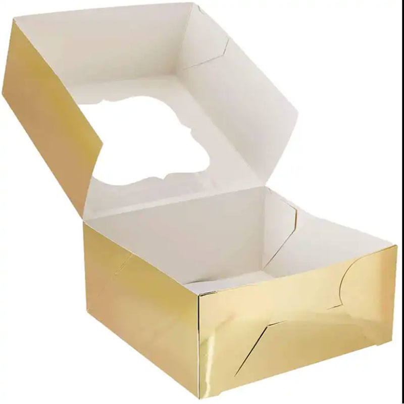 white color 10x10x5 inch paperboard bakery cake packaging boxes with window and cake board Item Picture