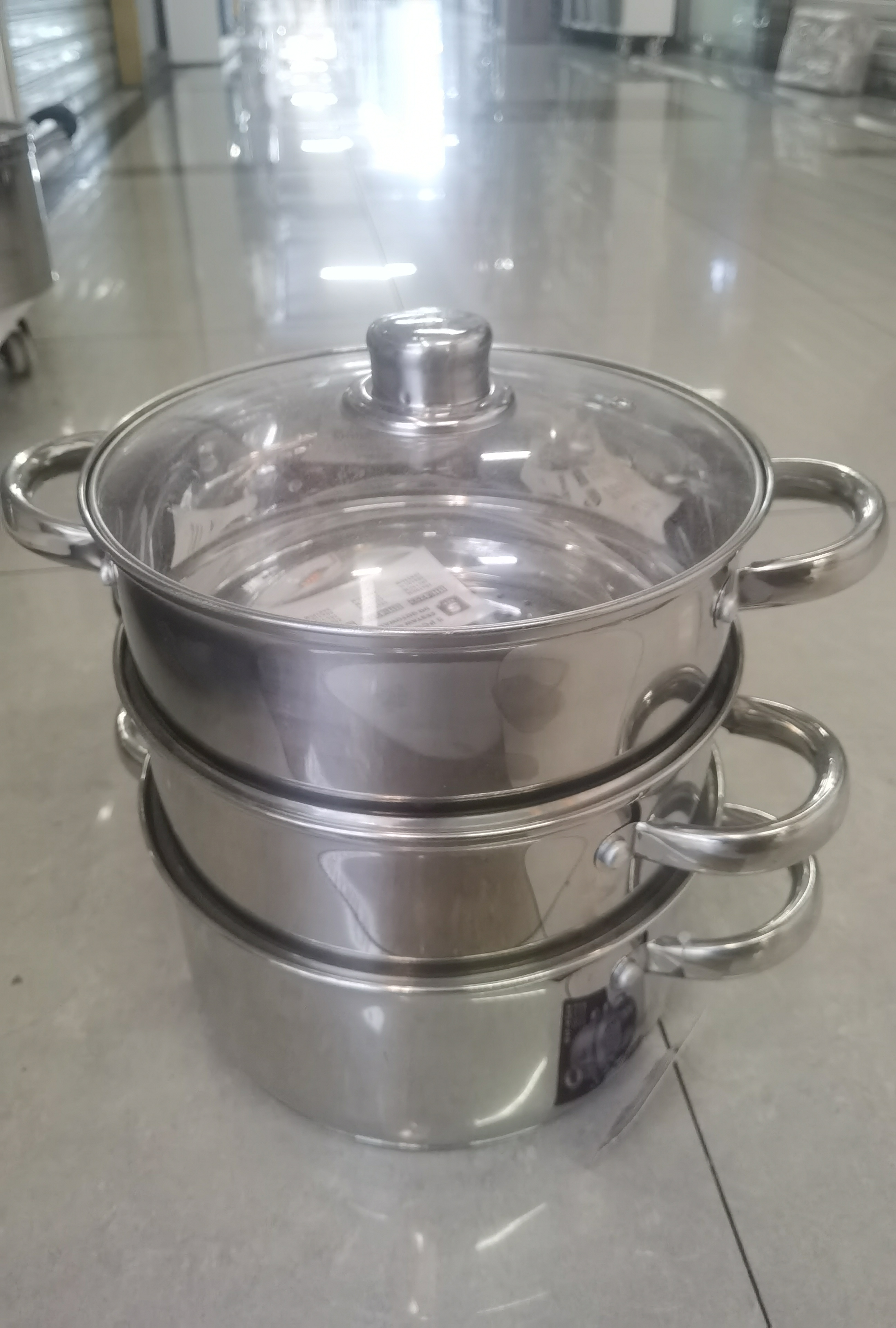 Stainless steel three-layer steamer 24 thickened steamer, household stainless steel color silver steamer for steaming buns and steamed buns, multi-layer large thickened steamer, household stainless steel color silver steamer for steaming buns and steamed buns, multi-layer large steamer Specification image