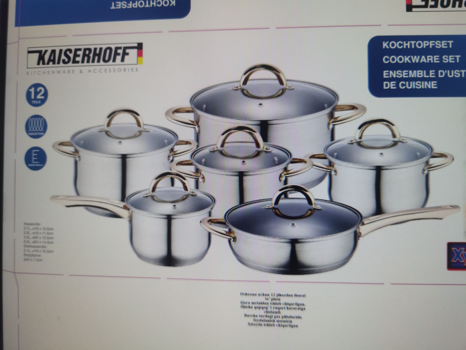 Gold-plated stainless steel pot set, 12-piece stainless steel pot set details Picture