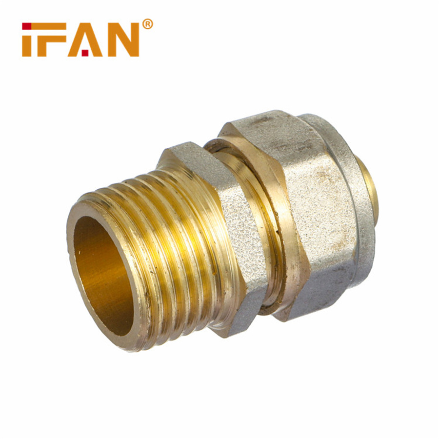 IFAN factory wholesals all-copper nickel-plated outer wire direct 4mm and 6mm aluminum-plastic pipe union ferrule brass plumbing pipe fittings and joints Item Picture