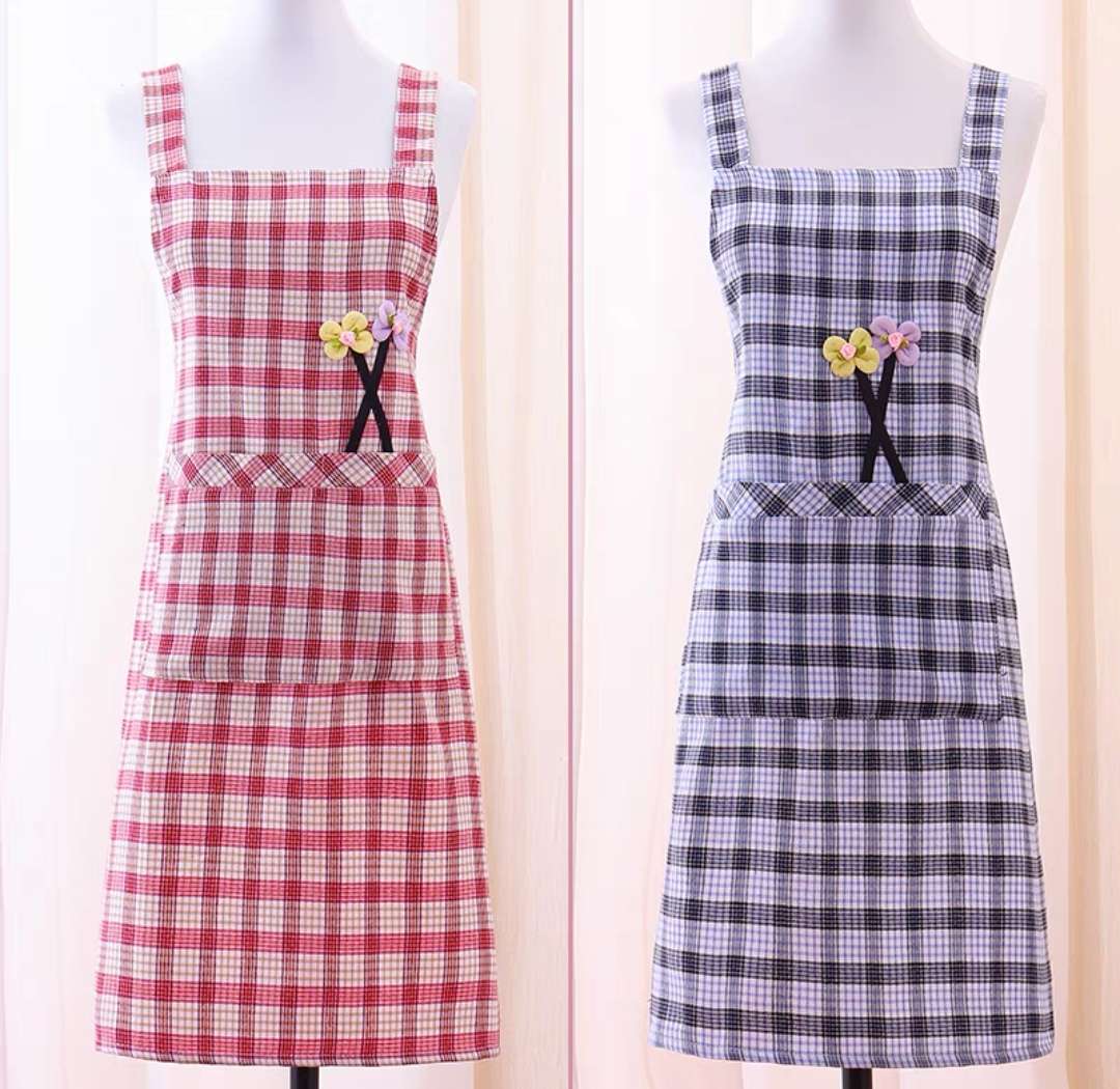 Cotton Checkered High-Grade Belt Apron Cotton Women Fashion Soft Breathable Waist Household Kitchen Cooking Baking Work Clothes Application Scenario
