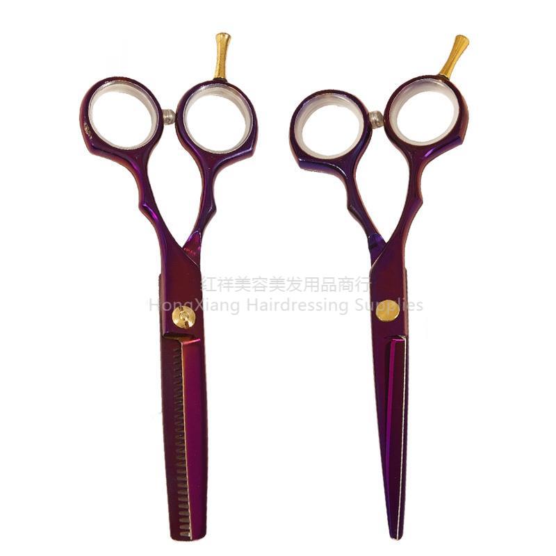 Amazon red hair scissors Thin cut flat cut teeth cut bangs scissors home salon hair scissors new