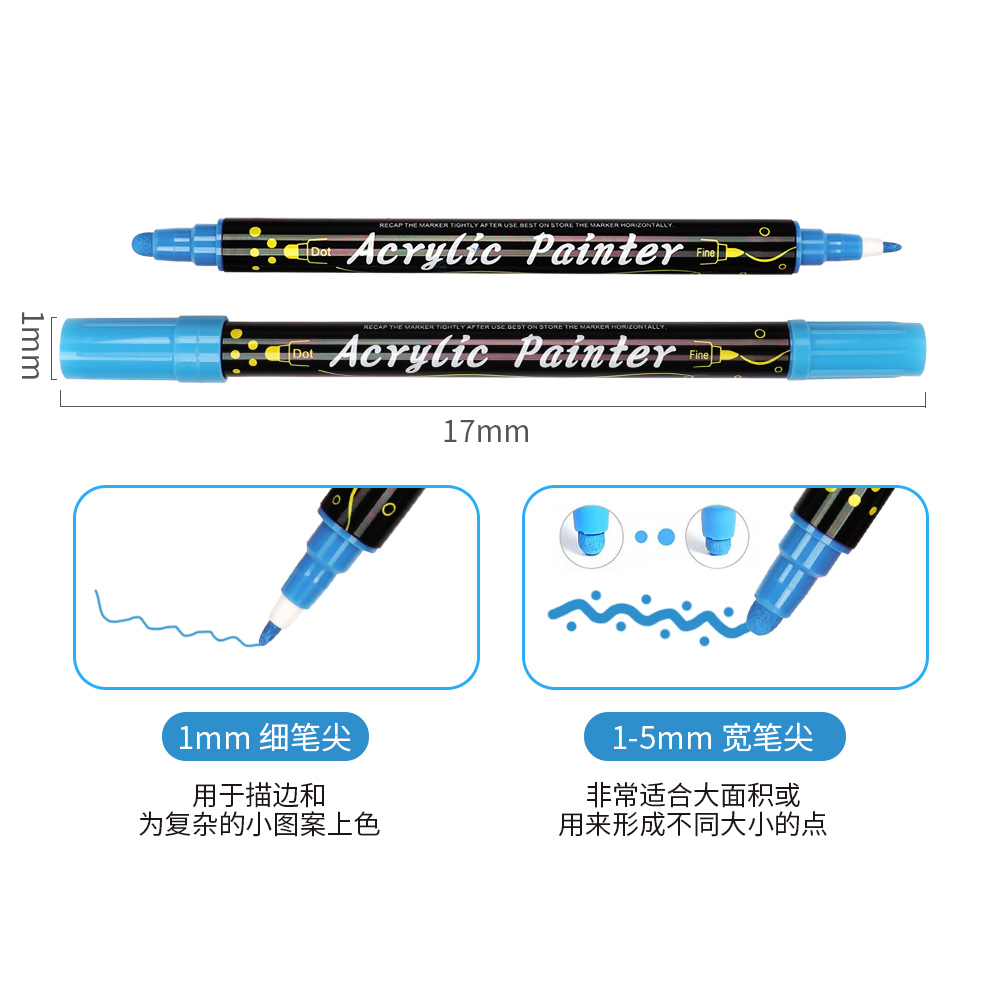 Amazon's Double-Headed Acrylic Marker Dot Pen Water-Based Paint Pen Ceramic Marker 36 Doodle Pen details Picture