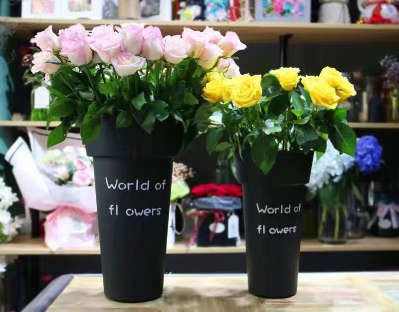 塑料圆形花桶/防摔耐磨养花/字母简约丈气细节图