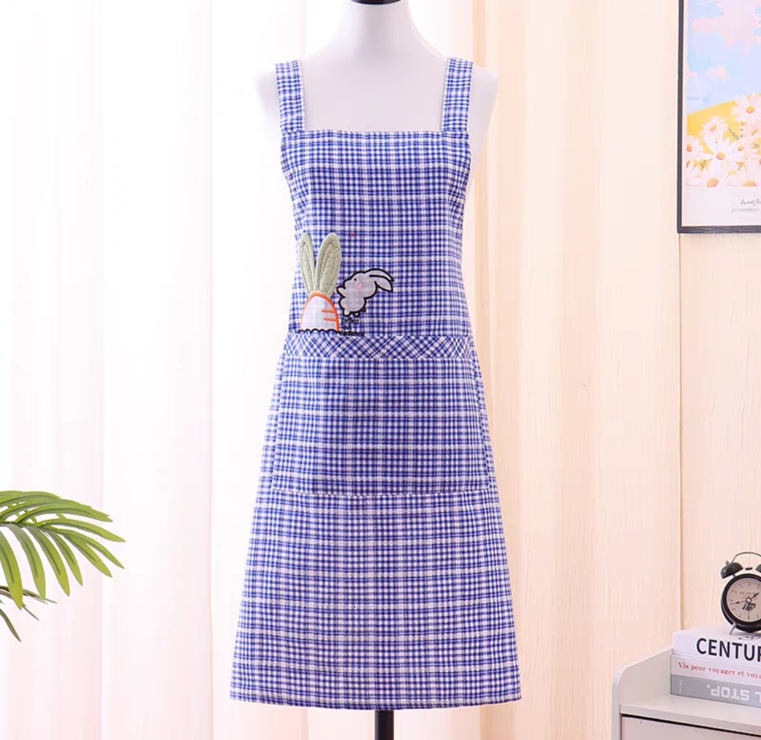 Flash Sale! Korean Rabbit Radish Strap Cotton Apron, Kitchen Cooking Essential, Summer Breathable, Women's Baking Work Clothes, Do Not Buy You Will Regret The Value Of Home Overalls! details Picture