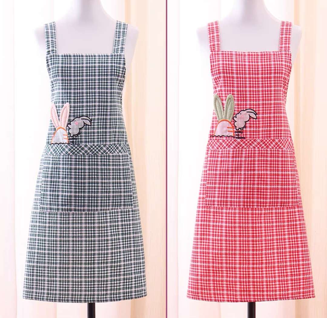 Flash Sale! Korean Rabbit Radish Strap Cotton Apron, Kitchen Cooking Essential, Summer Breathable, Women's Baking Work Clothes, Do Not Buy You Will Regret The Value Of Home Overalls! undefined