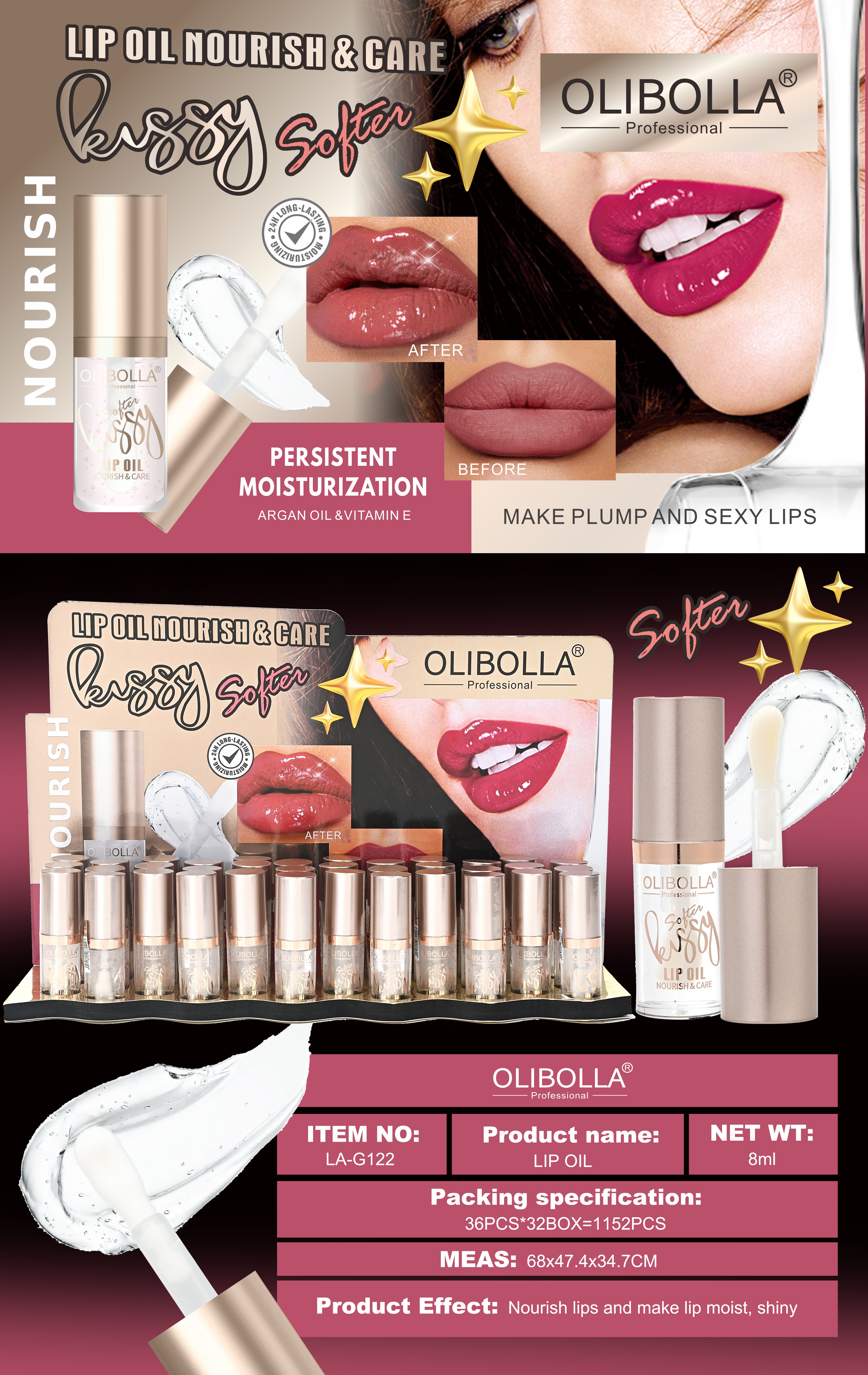 The new LA-G122 lip oil, which is popular in Europe and America for its long-lasting moisturizing and lip plumping effects, is selling well in foreign trade exports Item Picture