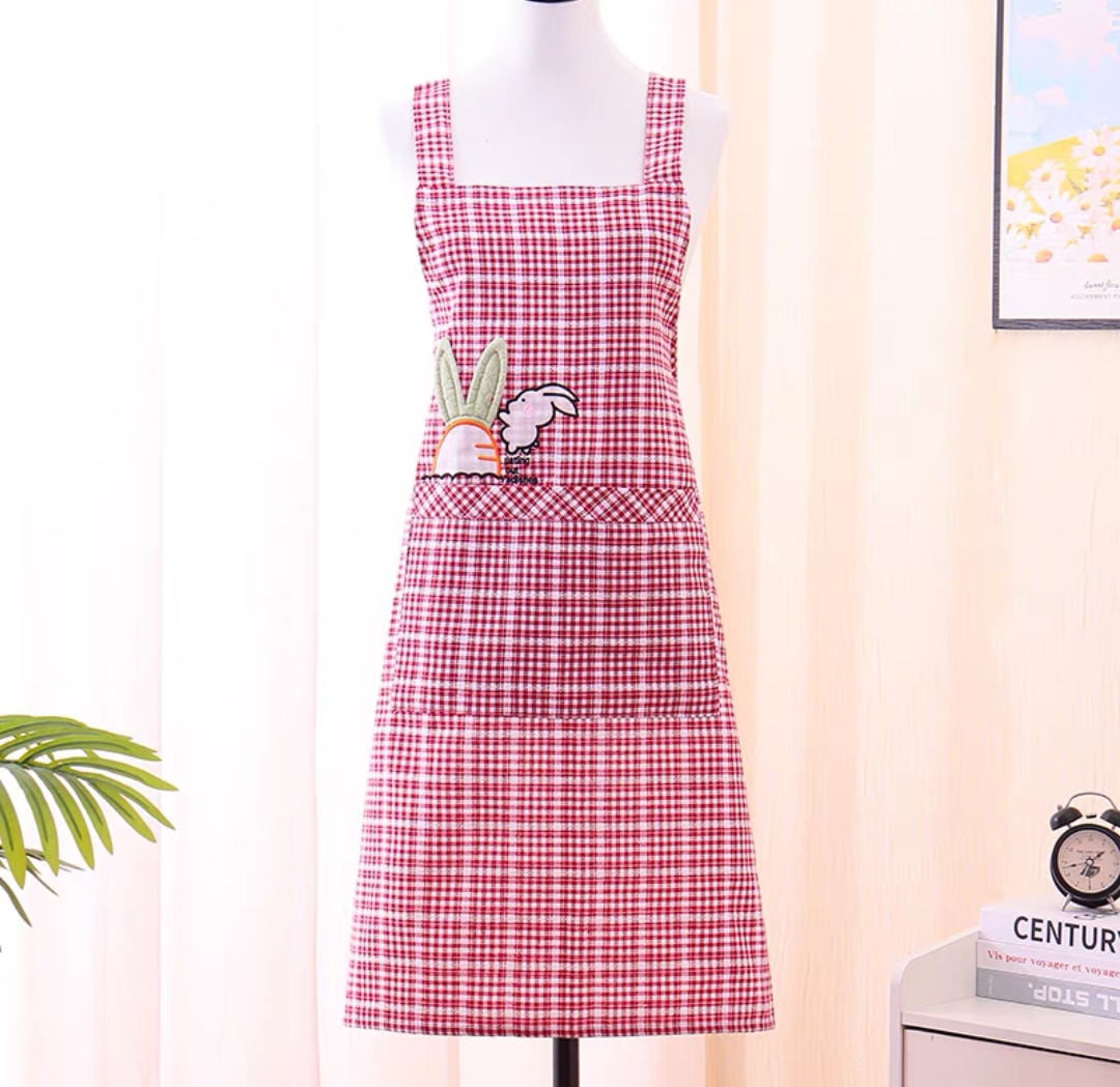 Flash Sale! Korean Rabbit Radish Strap Cotton Apron, Kitchen Cooking Essential, Summer Breathable, Women's Baking Work Clothes, Do Not Buy You Will Regret The Value Of Home Overalls! Specification drawing