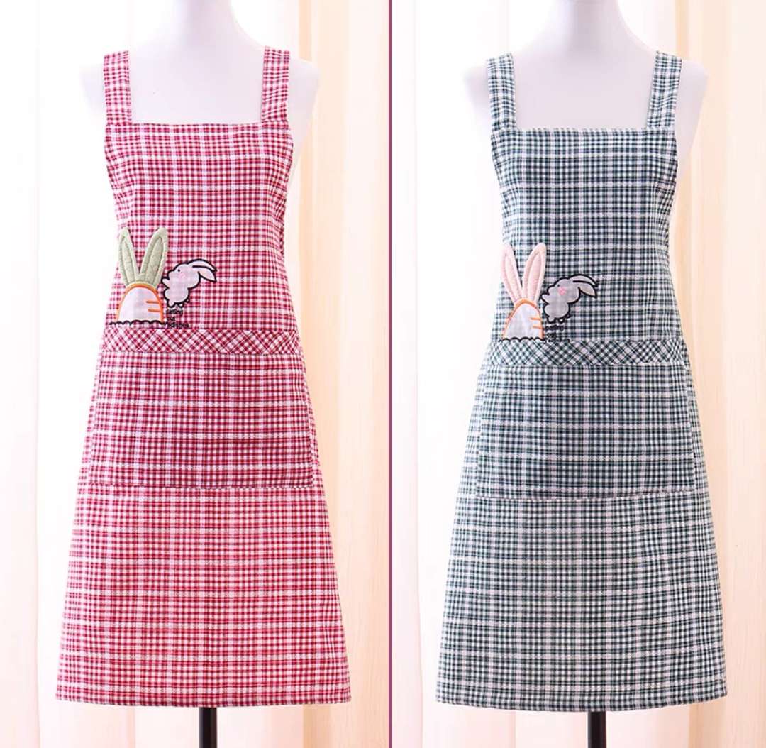 Flash Sale! Korean Rabbit Radish Strap Cotton Apron, Kitchen Cooking Essential, Summer Breathable, Women's Baking Work Clothes, Do Not Buy You Will Regret The Value Of Home Overalls! undefined