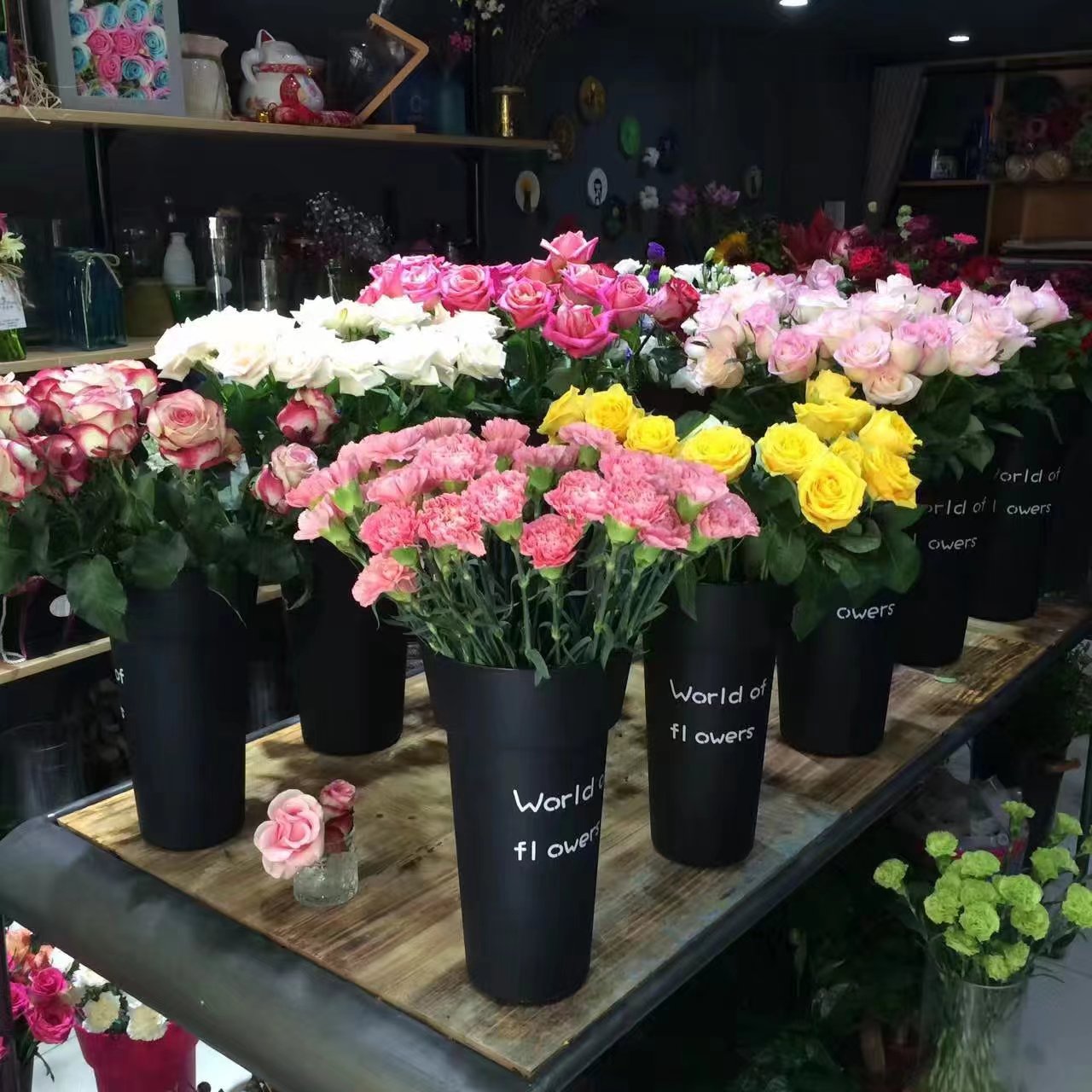 圆形加厚养花桶 花店鲜花插花塑料桶 花店用品 厂家直销详情图5