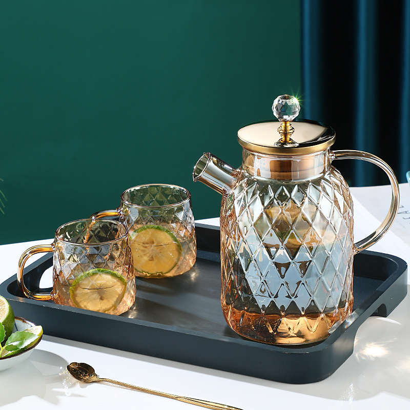 Glass cold kettle set Heat resistant high temperature tea kettle Fruit flower tea kettle cup refrigerator home drying water cooling kettle thumbnail