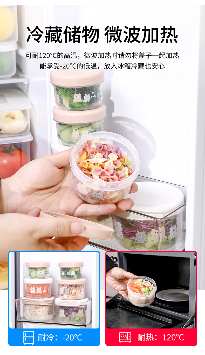 NAKAYA 日本进口冰箱保鲜盒小熊图案圆形收纳盒水果蔬菜保鲜盒详情6