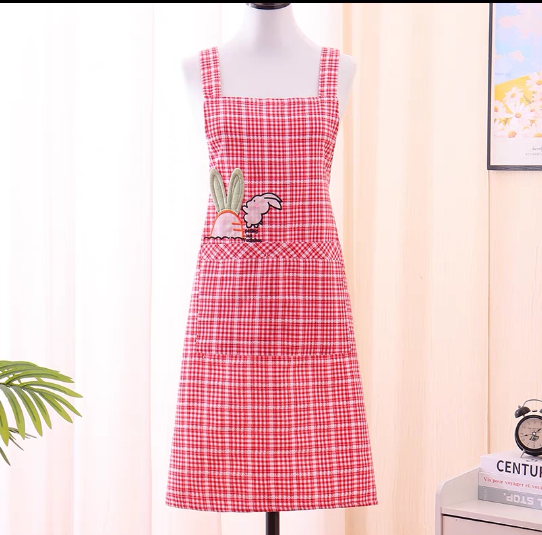 Flash Sale! Korean Rabbit Radish Strap Cotton Apron, Kitchen Cooking Essential, Summer Breathable, Women's Baking Work Clothes, Do Not Buy You Will Regret The Value Of Home Overalls! full figure