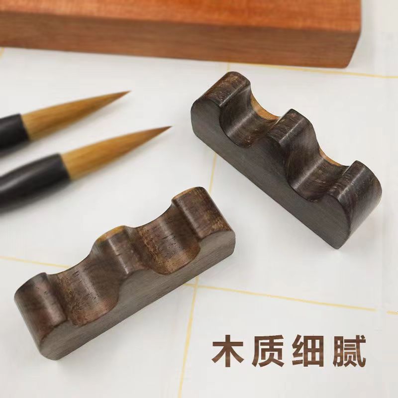 Chicken wing wood brush rest, solid wood brush writing platform, four treasures of the study, calligraphy supplies, decorative items, pen holder details Picture