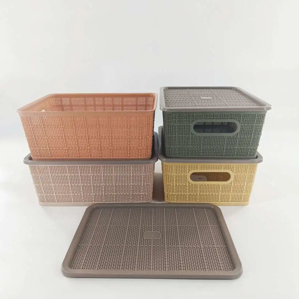 Y165-6003 imitation woven storage box, covered breathable storage box, miscellaneous sorting basket, toy and clothing sorting basket detail image 9