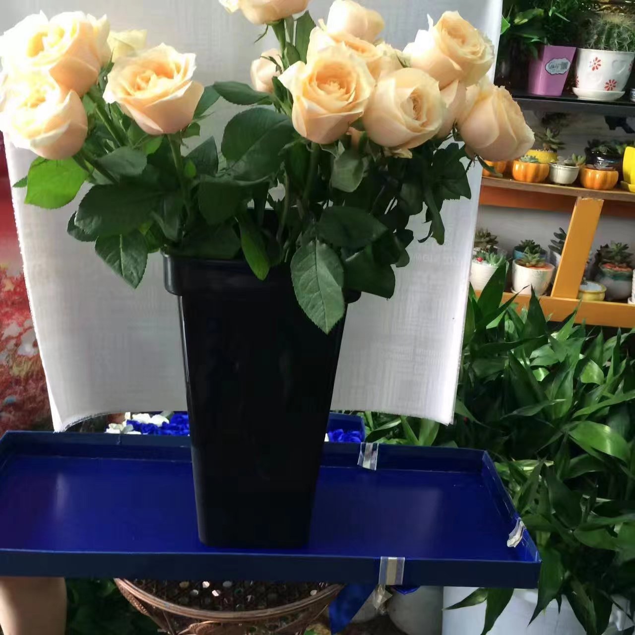 方形加厚养花桶 花店鲜花插花塑料桶 花店用品 厂家直销详情图5