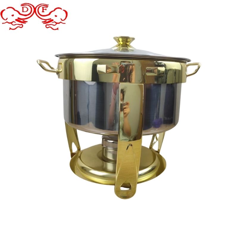 DF99034 Stainless steel buffet stove, golden round alcohol stove, hotel restaurant insulated stove, commercial alcohol stove, kitchen hotel supplies, DF trading house details Picture