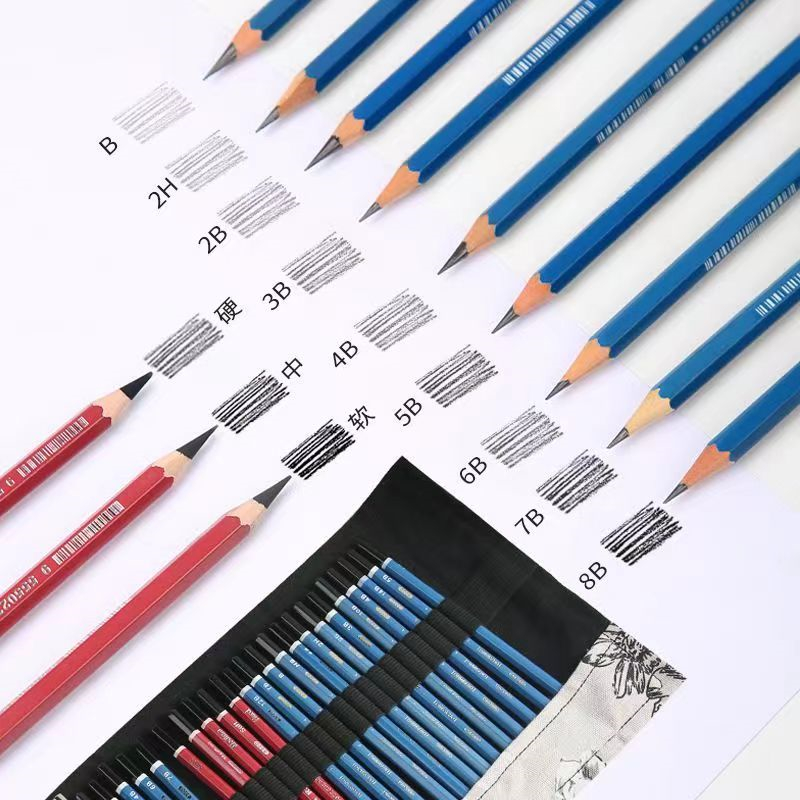 Rafael 14b Sketch Pencil Set 2B, 4B, 6B, 8B Sketch Drawing Pens, 12b soft and hard Charcoal pencils, specifically for art students details Picture