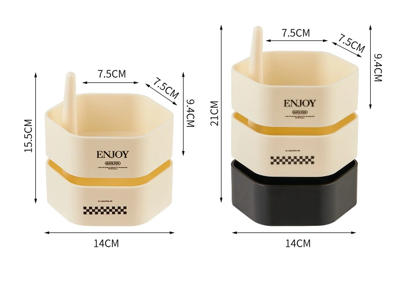 J06-6756-3 Cream Style Rotating Jewelry Box, Jewelry Storage box, Multi-layer necklace rack, Desktop jewelry box, Earrings Storage Box, Desktop Rotatable jewelry storage box detail image 2
