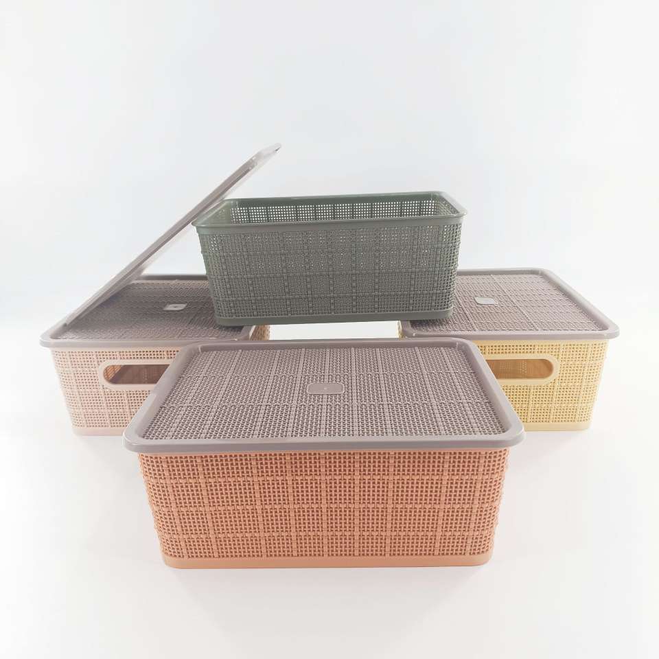 Y165-6003 imitation woven storage box, covered breathable storage box, miscellaneous sorting basket, toy and clothing sorting basket