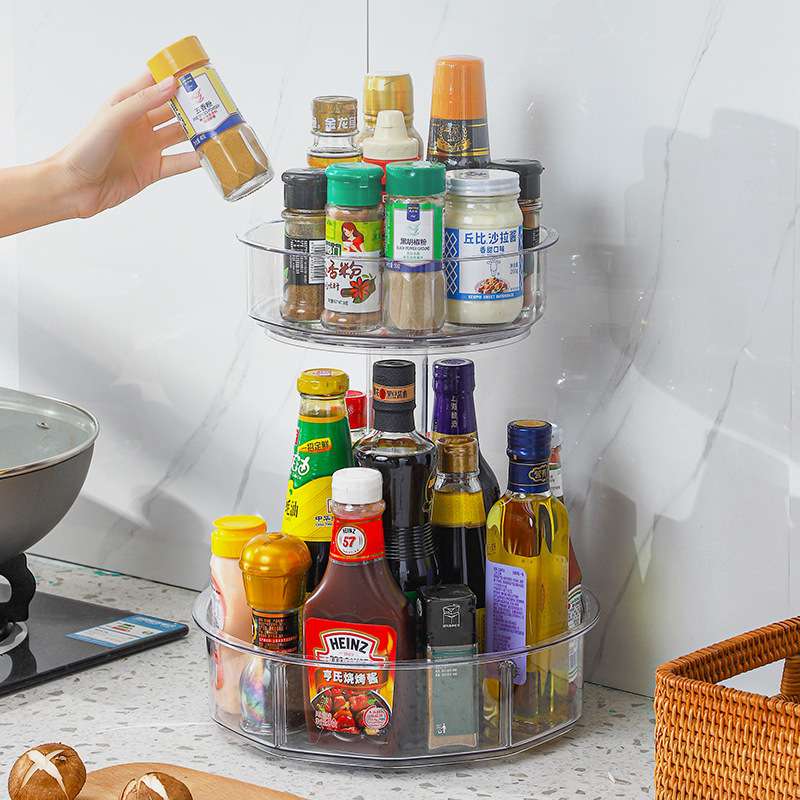 Q04-0022 Rotating Multi-functional Storage rack, turntable Condiment storage rack, condiment rack, condiment storage box, Fruit plate