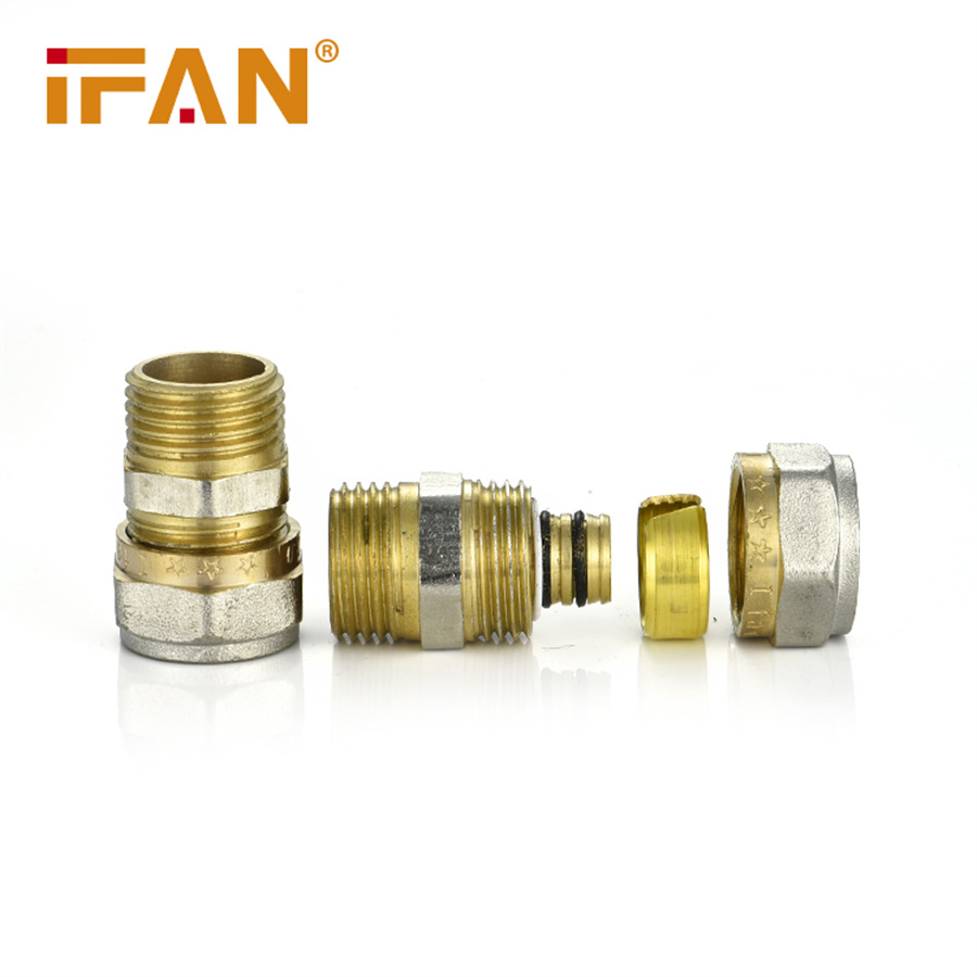 IFAN 全铜镀镍接头 外丝直接 4分6分 铝塑管活接 卡套 黄铜水暖管件 详情图4