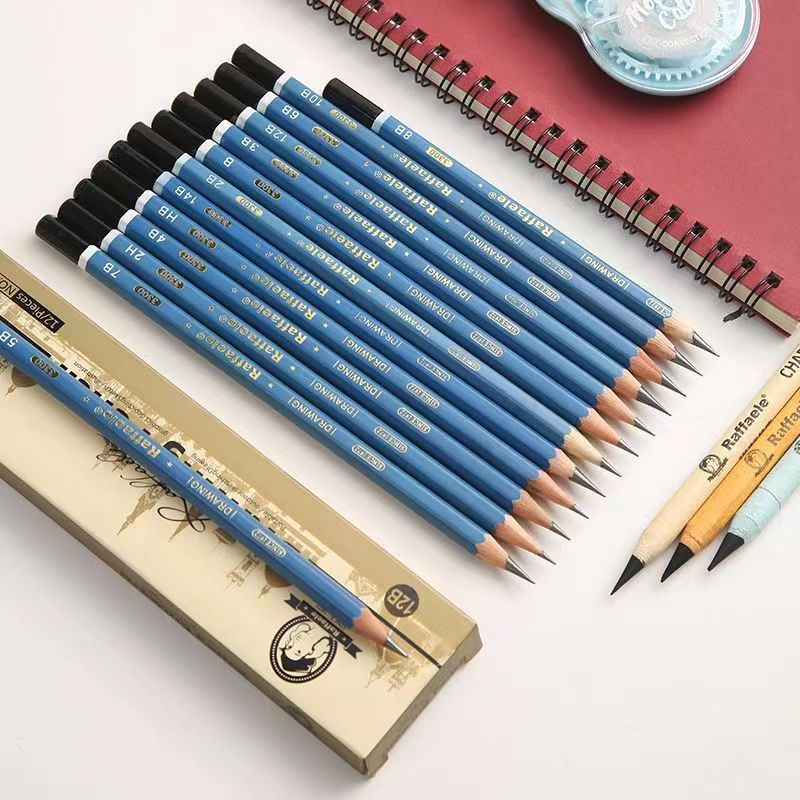 Rafael 14b Sketch Pencil Set 2B, 4B, 6B, 8B Sketch Drawing Pens, 12b soft and hard Charcoal pencils, specifically for art students Item Picture