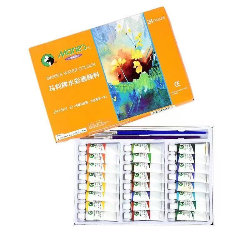 Marley marca 24 colores acuarela pintura gouache juego completo caja lavable no tóxico niños estudiantes arte especial