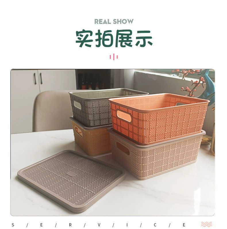 Y165-6003 imitation woven storage box, covered breathable storage box, miscellaneous sorting basket, toy and clothing sorting basket detail image 3