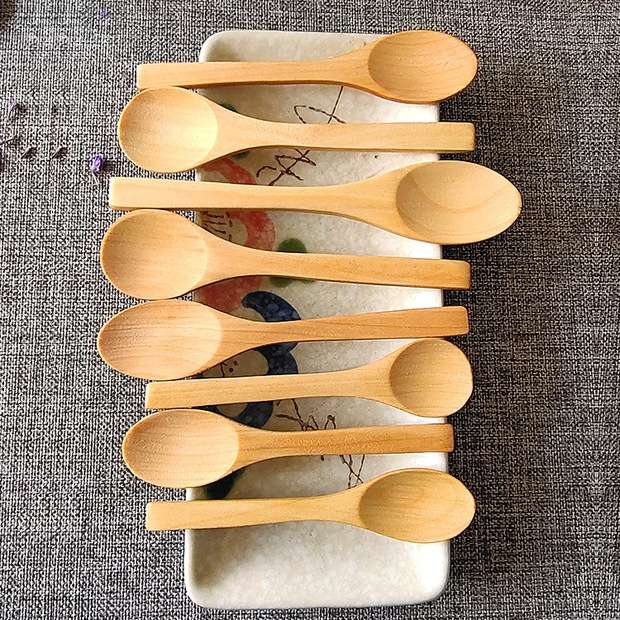 Yiwu Good Goods Wooden Spoon Wholesale Japanese Small Spoon Dessert Honey Spoon Small Solid Wood Gift Wooden Spoon Specification drawing
