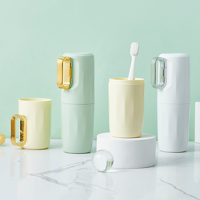W52-5779 Gold-plated mouthwash cup, couple's convenient toothbrush cup, Travel toothbrush box, toothpaste storage box