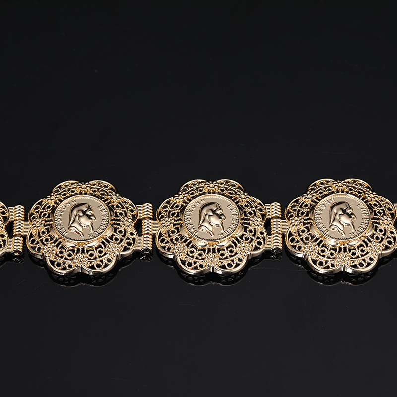 阿拉伯女士奢华金色新娘腰带镂空雕刻拿破仑图形设计身体链珠宝详情5